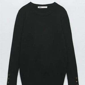 Zara Black Sweater with Button Detail
